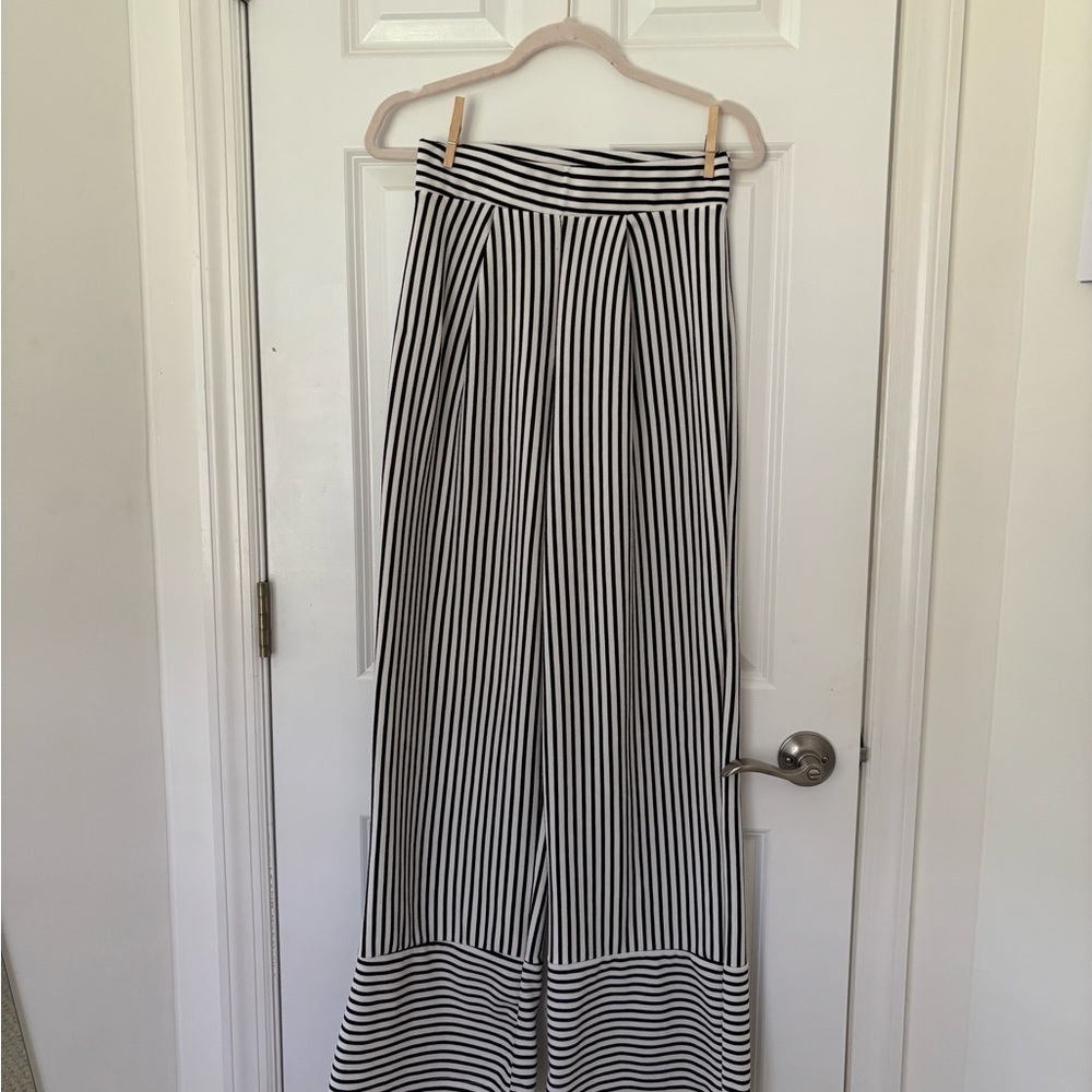 Windsor Black and White Striped Wide-Leg Pants